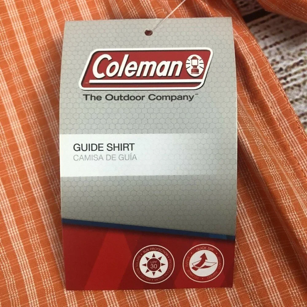 Coleman Guide Shirt Mens Large Orange Plaid Button Front - Picture 7 of 8